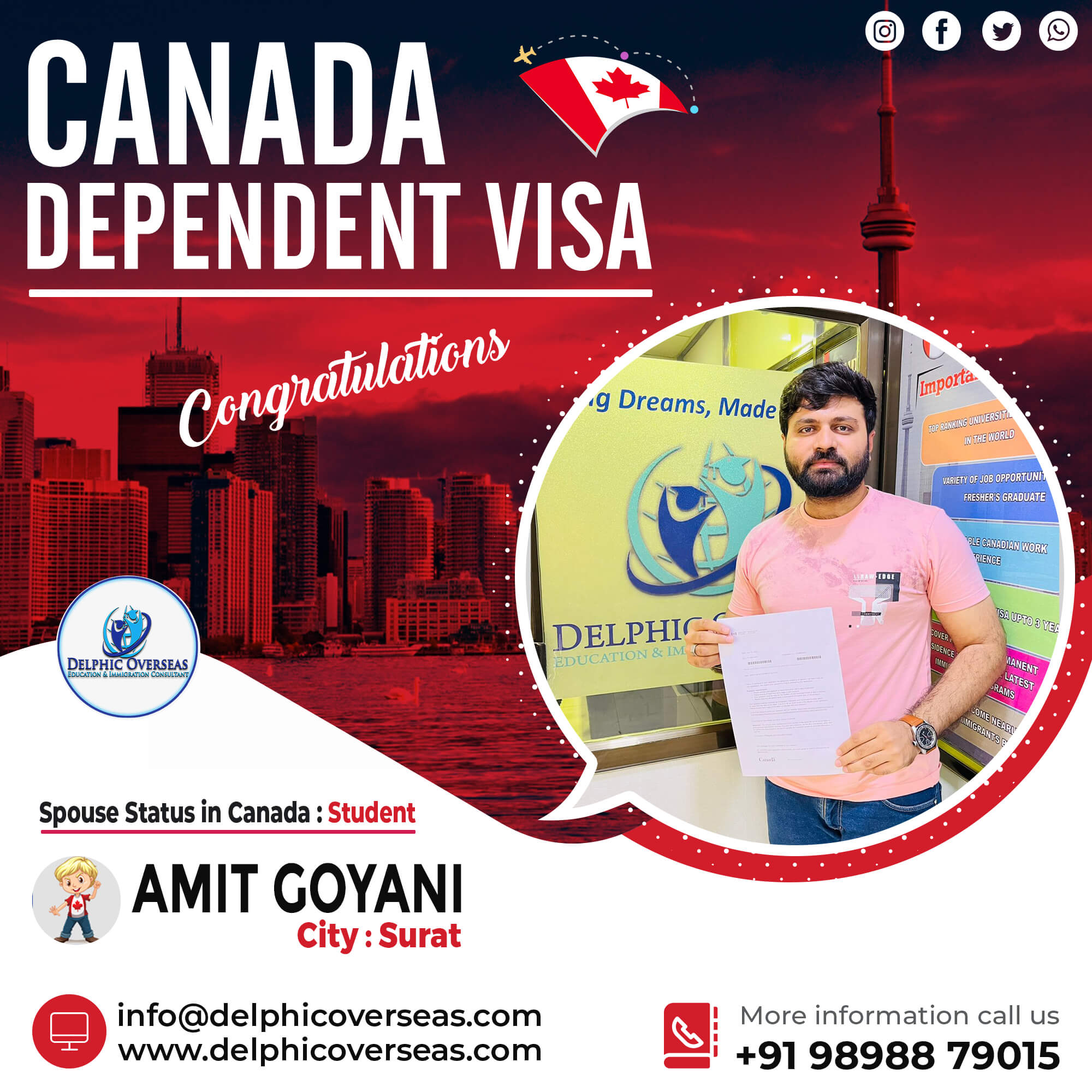 Amit Goyani Canada Dependent Visa Success Story