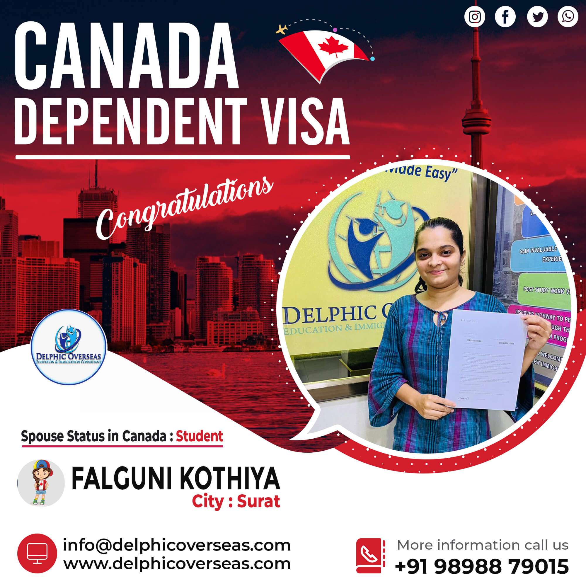 Falguni Kothiya Canada Dependent Visa Success Story
