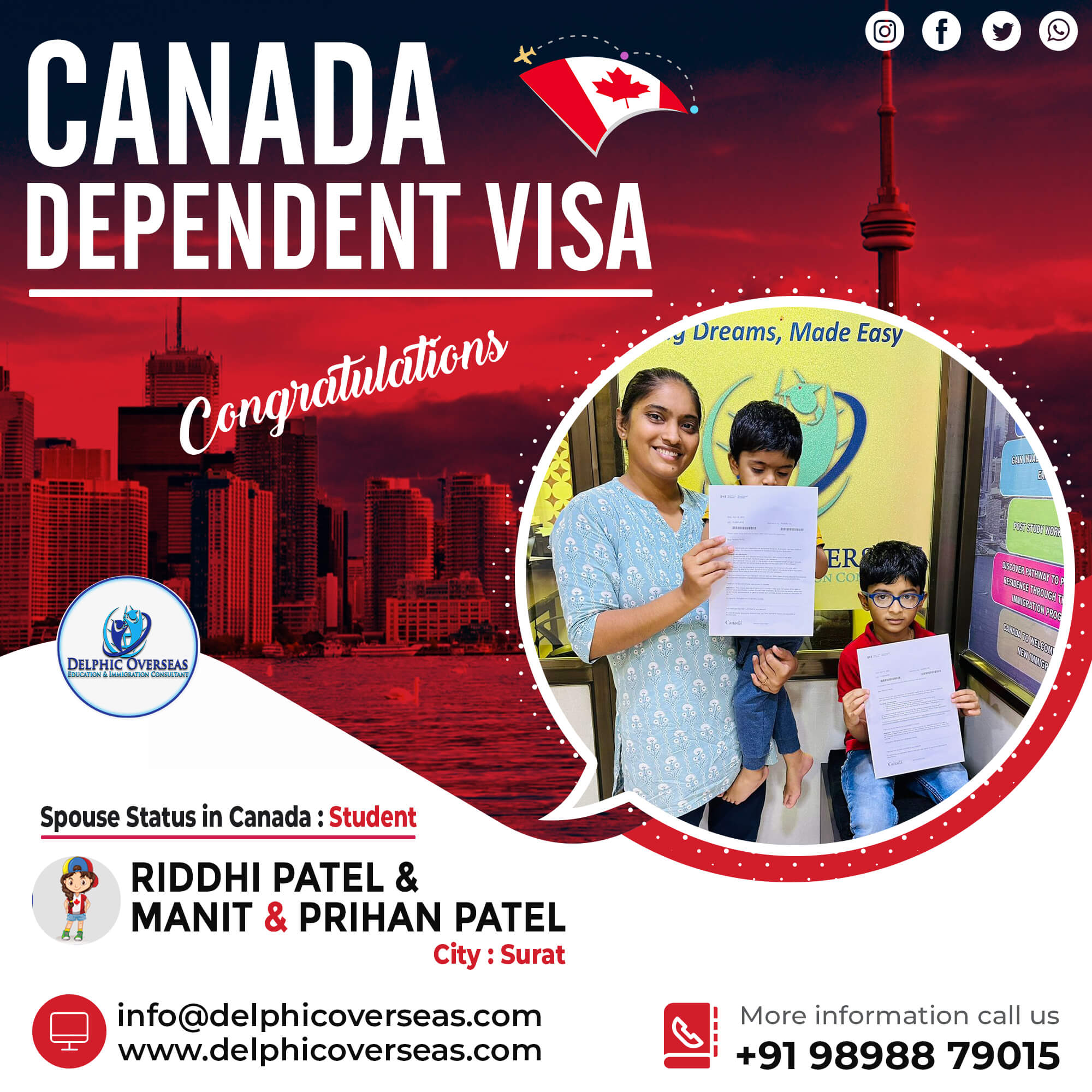 Riddhi Patel Canada Dependent Visa Success Story