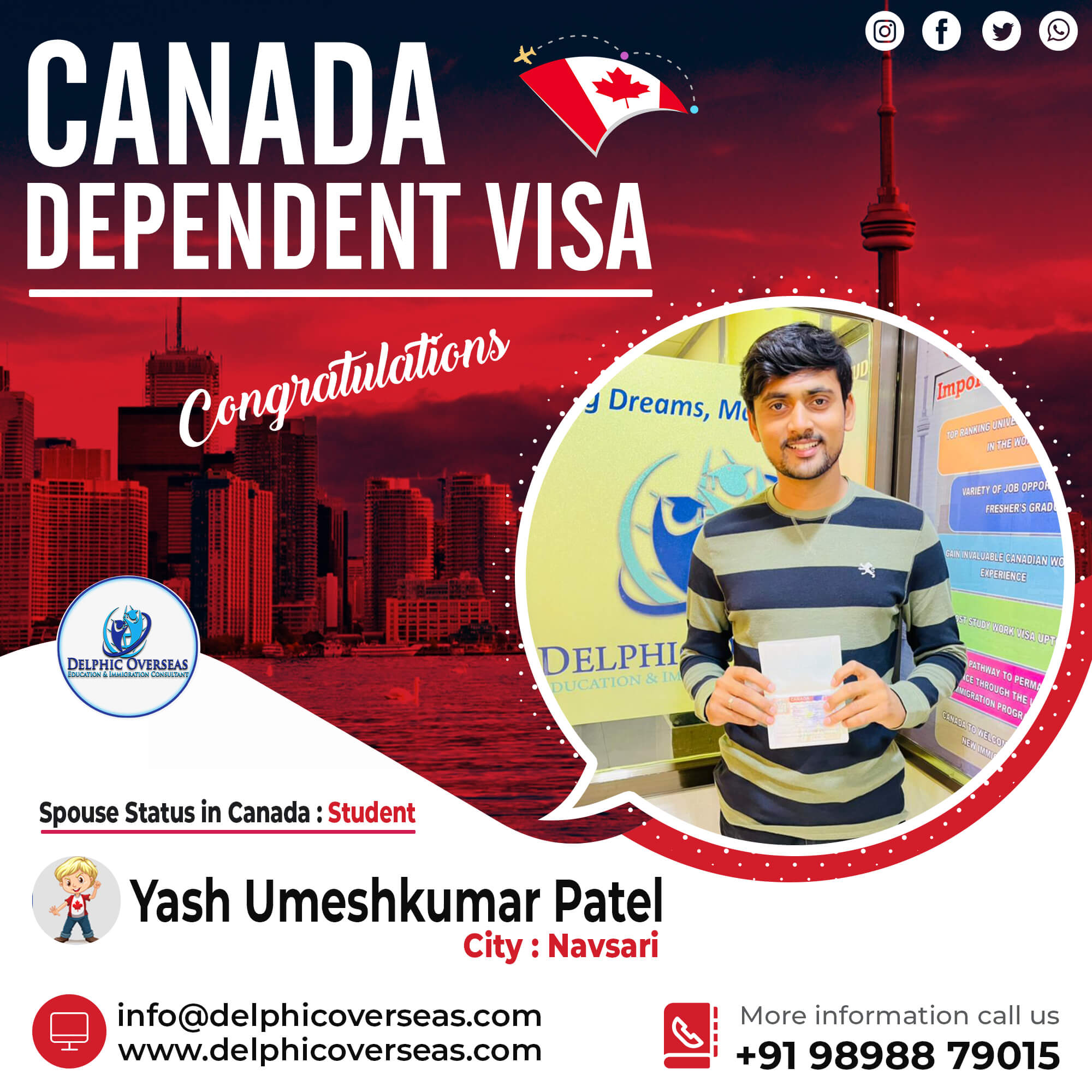 Yash Patel Canada Dependent Visa Success Story