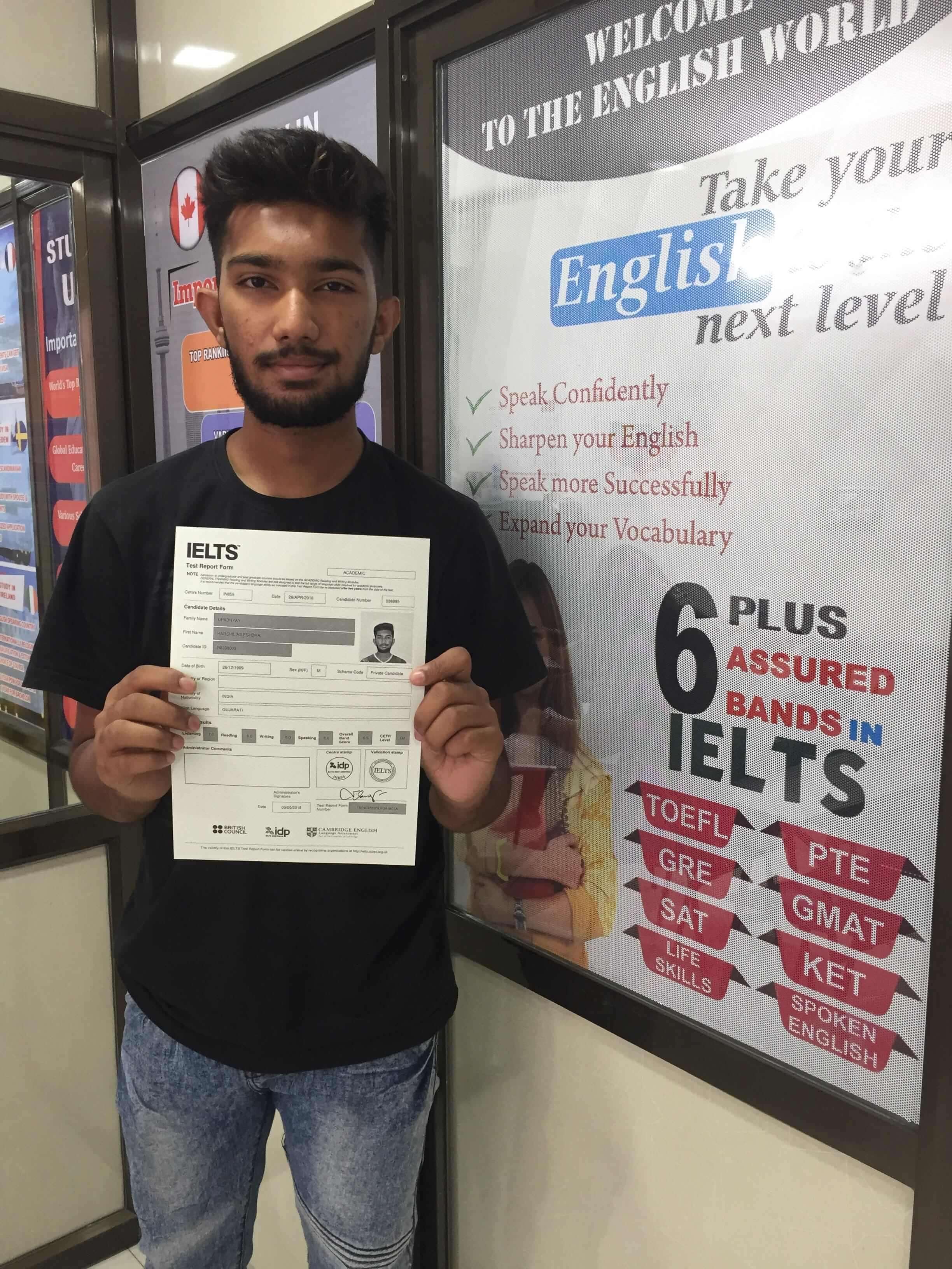 IELTS Score : HARSHIL UPADHYAY